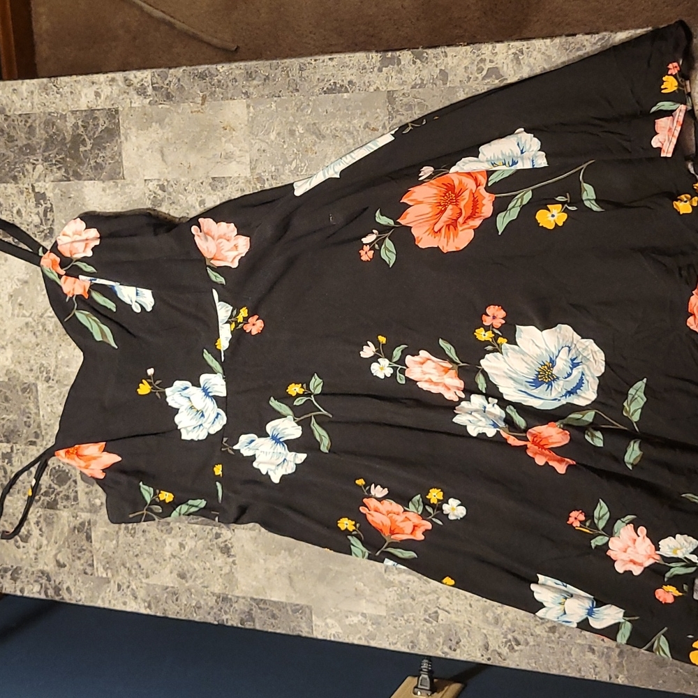 Black floral cami dress